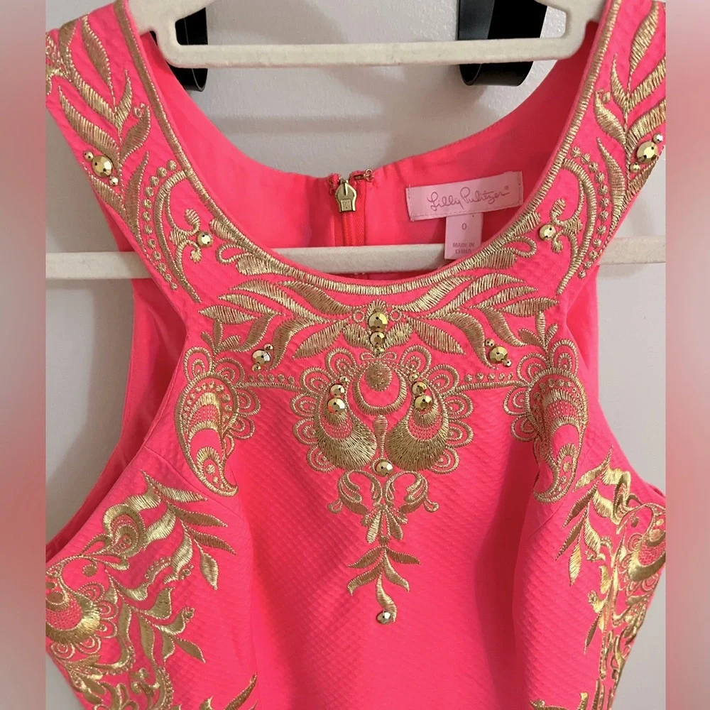 NWOT Lilly Pulitzer Tina Stretch Shift Dress in Coral Sunset, Size 0 - Picture 9 of 9